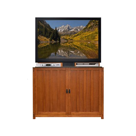 Touchstone 50" Hidden TV Lift Cabinet Oak Mission 72006 | Slystash