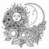 Premium Vector  Celestial sun And moon coloring Page sketch template