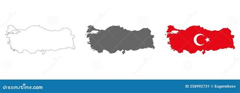 Highly Detailed Turkey Map with Borders Isolated on Background Stock Illustration - Illustration ...