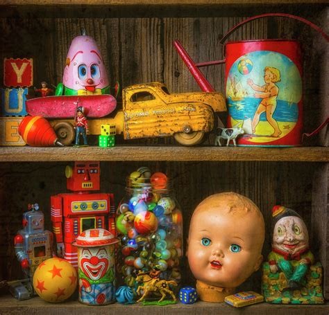 Childhood Toys On Old Shelf Photograph by Garry Gay - Fine Art America