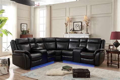 Buy Power Reclining Sectional Sofa Set Faux Leather Recliner Couch with ...