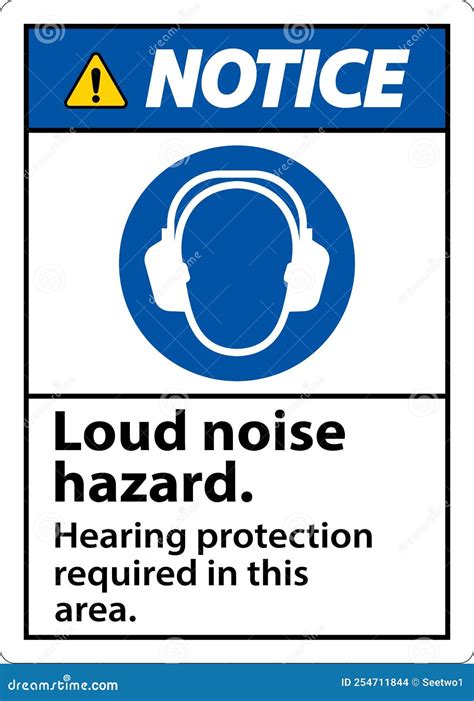 Notice Hearing Protection Required Sign on White Background Stock ...