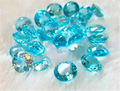 Eliz 2 pcs LOT Loose Blue Topaz Genuine Large 12 mm Natural Blue Topaz ...