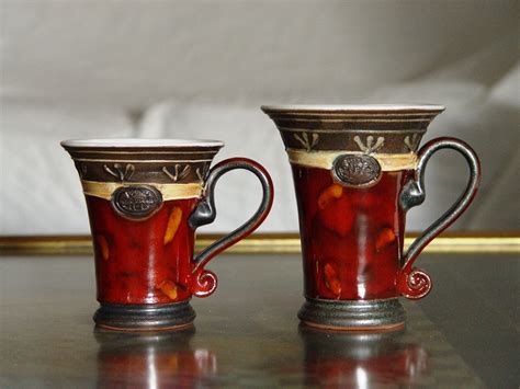 Pottery Coffee Mug Red Ceramic Tea Mug Unique Clay Mug Cute
