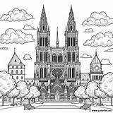Strasbourg Cathedral coloring page Download Or Print For Free sketch template