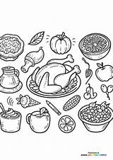 Thanksgiving turkey dinner  Coloring Pages For Kids sketch template