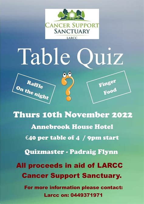 ClubZap | LARC Table Quiz worthy of support