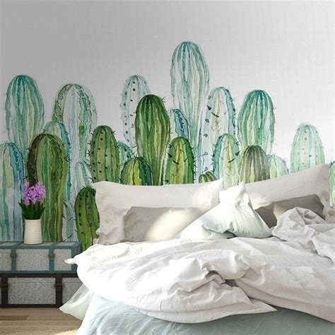 Custom Wallpaper Mural Minimalist Cactus Wallcovering | BVM Home