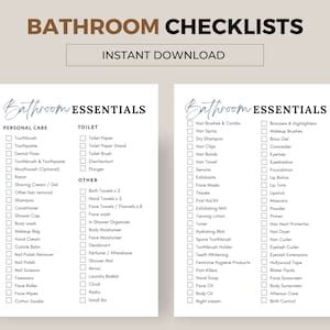 Bathroom Essentials Printable Checklist. A List of the Things You Need for a Functional Bathroom ...