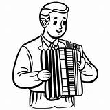 Italian Accordion Player Coloring Page · Creative Fabrica sketch template