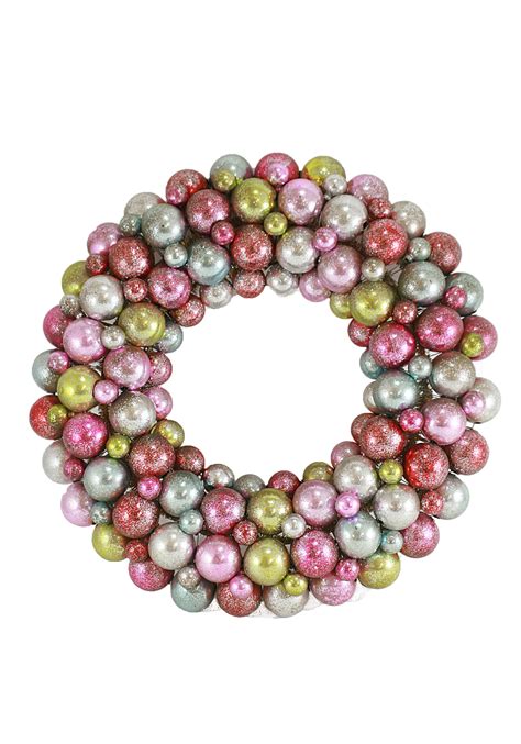 Multi Pastel Colored Christmas Ball Wreath - Walmart.com