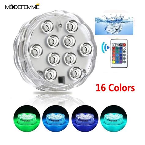 Waterproof Swimming Pool Light with Remote Control,10 LED Submersible ...