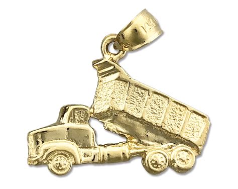 14Kt Gold Dump Truck Charm Pendant