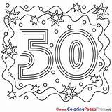 50 Years Children Happy Birthday Colouring Page sketch template