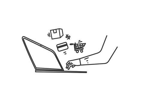 Doodle Shopping Online with Laptop Graphic by GwensGraphicstudio · Creative Fabrica