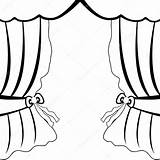 Open Curtains Drawing Sketch Coloring Page sketch template