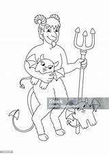 The Devil With A Pitchfork Catches Cute Devils Coloring Book Page For  sketch template