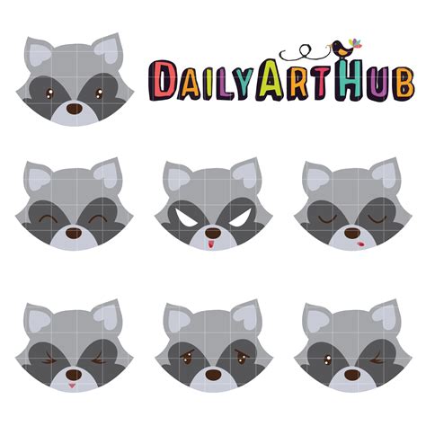 Raccoon Emoji Clip Art Set – Daily Art Hub // Graphics, Alphabets & SVG