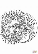 Vintage Sun And Moon Coloring Page  Free Printable Coloring Pages sketch template