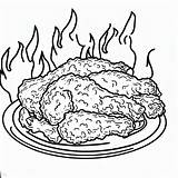 Hot Fried Chicken On Plate Coloring Pages  For Kids – Smart sketch template