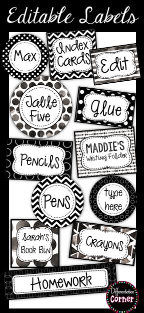 Editable Labels black and white | Classroom organization labels, Classroom labels, Classroom ...