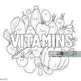 Vitamins Outline Coloring Illustration Stock  Download sketch template
