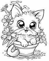 Kitten Coloring Pages For Kids sketch template