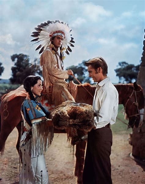 Debra Paget, Jeffrey Hunter, Robert Wagner - White Feather (1955 ...