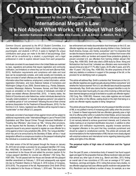 (PDF) International Megan's Law: It's not about what works, it's about what sells