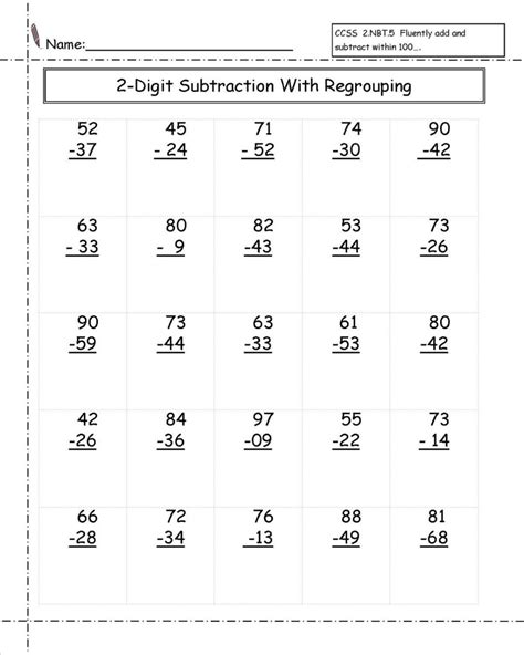 Printable 2nd Grade Math Worksheets Subtraction - Math Worksheets Printable