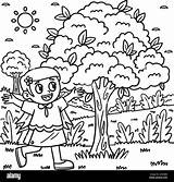 Earth Day Happy Girl In A Tree Coloring Page Stock Vector Image & Art  sketch template