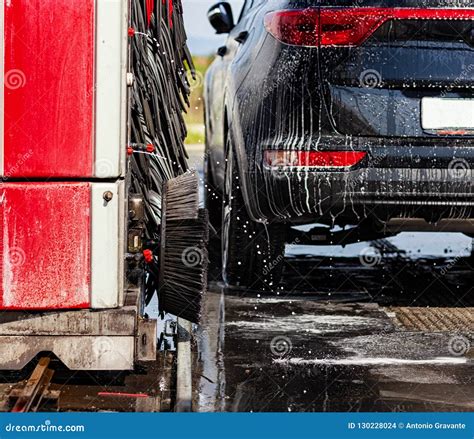 Black Car in Automatic Car Wash Stock Photo - Image of clean, clear ...