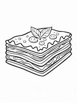Lasagna Eatery Meal Coloring Kid Book Page In Black And White  sketch template