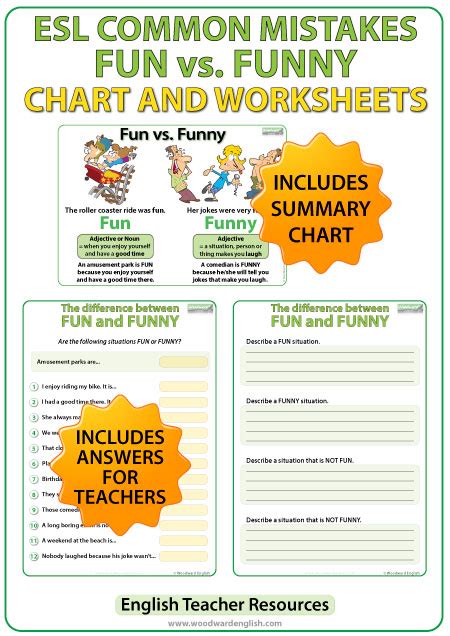 Fun vs. Funny Worksheets | Woodward English