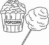 Popcorn And Cotton Candy Isolated Coloring Page 35888064 Vector Art At  sketch template