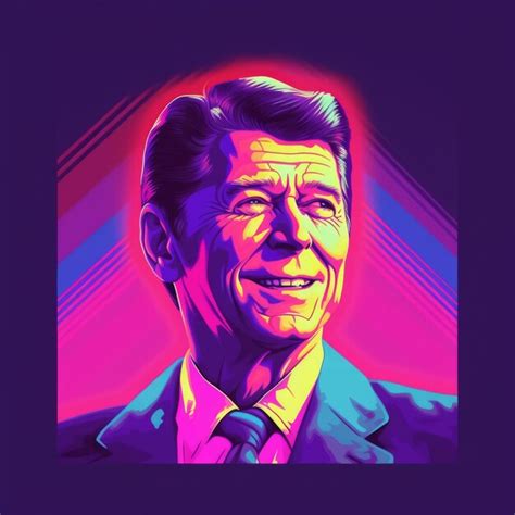 Premium AI Image | s synthwave sticker of Ronald Reagan