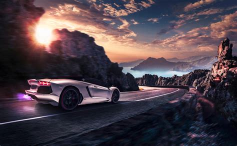 car, Artwork, Lamborghini, Vehicle, Road, Motion Blur Wallpapers HD ...