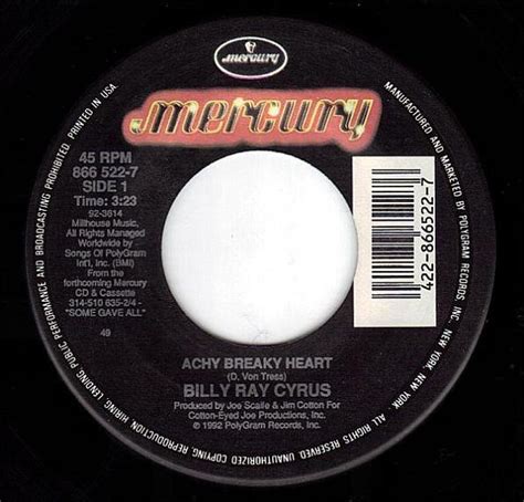 Billy Ray Cyrus – Achy Breaky Heart – Vinyl (7", 45 RPM), 1992 ...