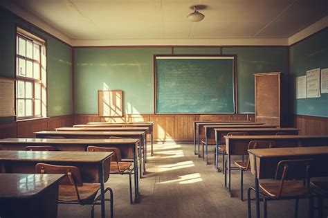 Premium Photo | Empty school or college classroom with chairs desks and ...