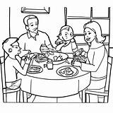 Family Eating Dinner At Home Coloring Page Black And White · Creative  sketch template