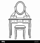 Table Dressing Coloring Kleurplaat Dresser Furniture Vanity Pages Line  sketch template