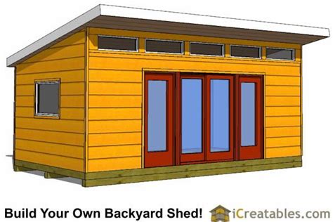 12x20 Modern Studio Shed Plans | Center Doors | Modern shed, Diy shed ...