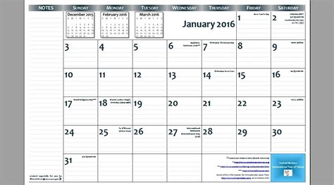 11X17 Monthly Calendar Printable