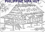 Philippine Nipa Hut Coloring Pages Bahay Kubo Native House Bamboo Stilt  sketch template