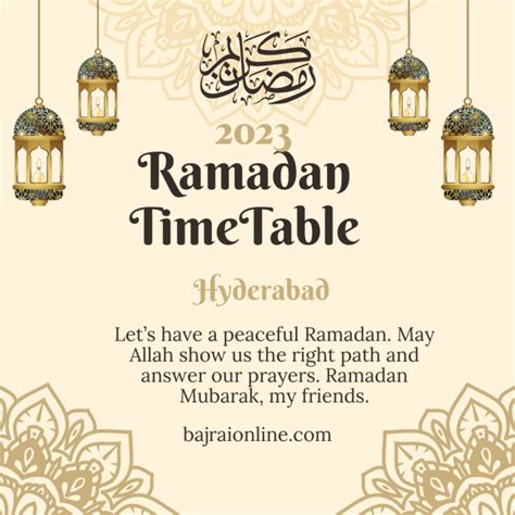 Ramazan 2023 Timetable for Hyderabad - Bajrai Online Solutions