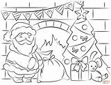 Santa Going Down Chimney Coloring Pages sketch template