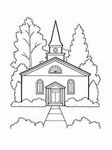 Simple Church Drawing Sketch Coloring Page sketch template