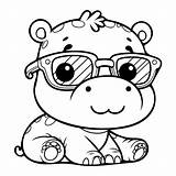 Adorable Baby Hippo Coloring Page Free Printable For Kids  Premium AI sketch template
