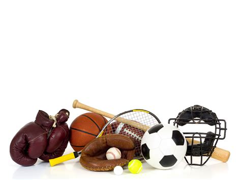 Sports equipment on white PPT Backgrounds, Sports equipment on white ...