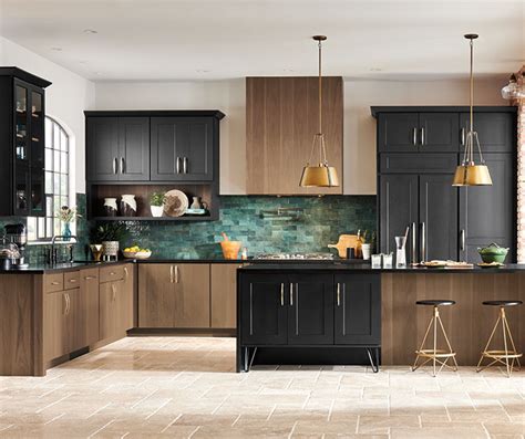 Transitional Walnut and Maple Kitchen Cabinets - Decora